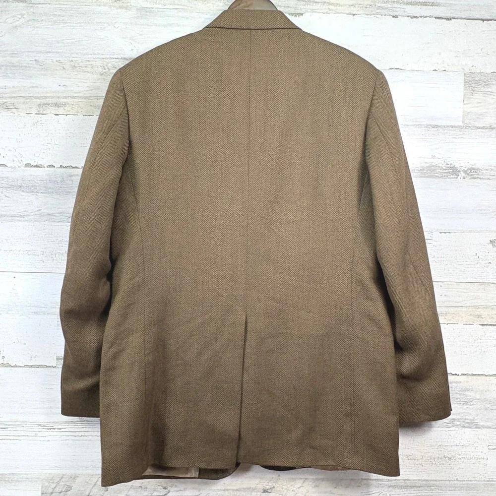 Ross & Cromarty Tailors Row Blazer 42L Brown Worsted Wool Herringbone Jacket‎